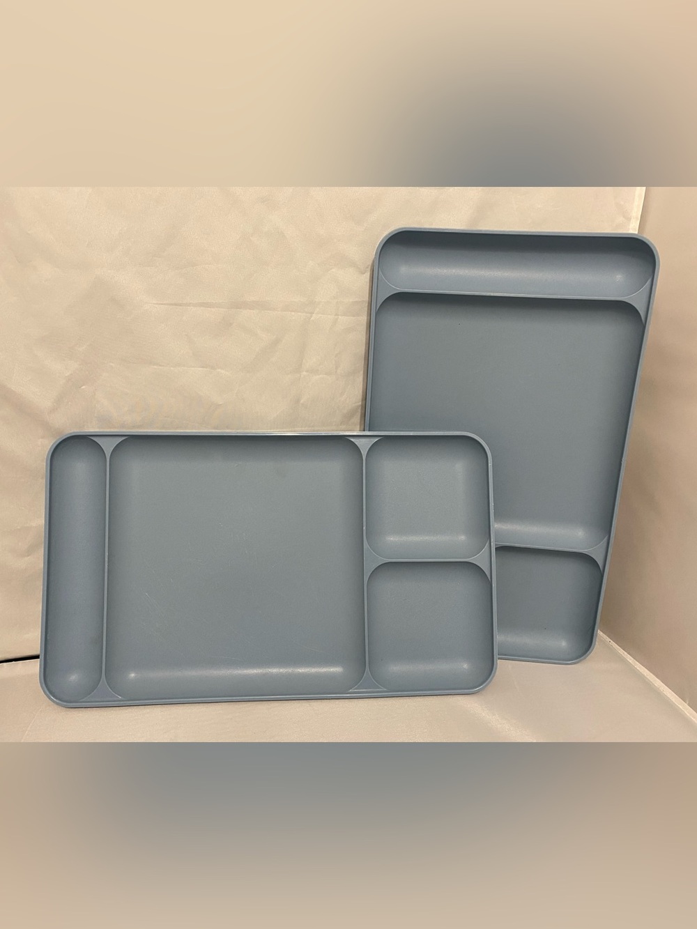 Tupperware Blue Gray Divided Serving Trays - Set of 2